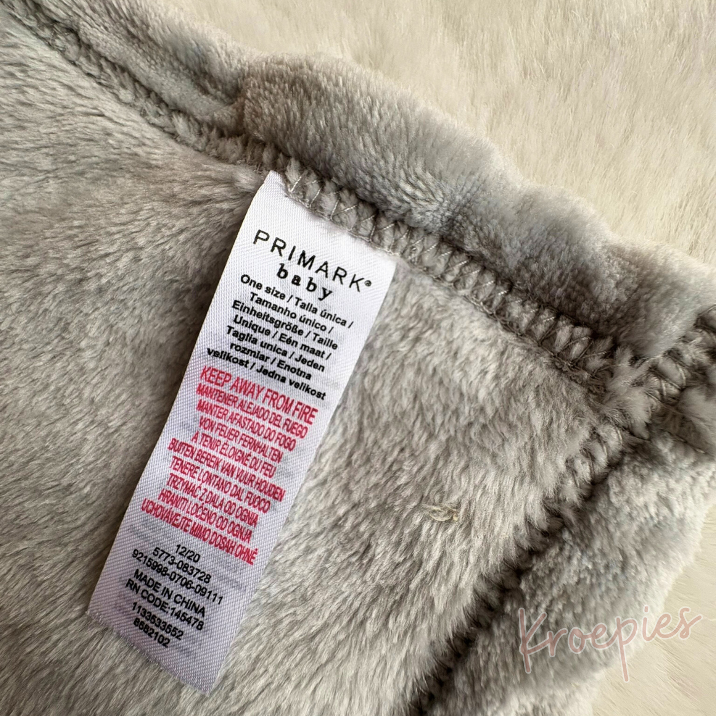 PRIMARK knuffeldoekje zebra grijs