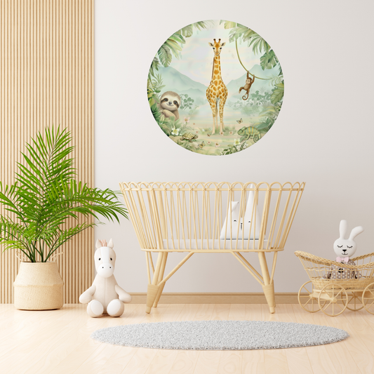 Ronde muursticker giraf 100 cm | Thema Jungle