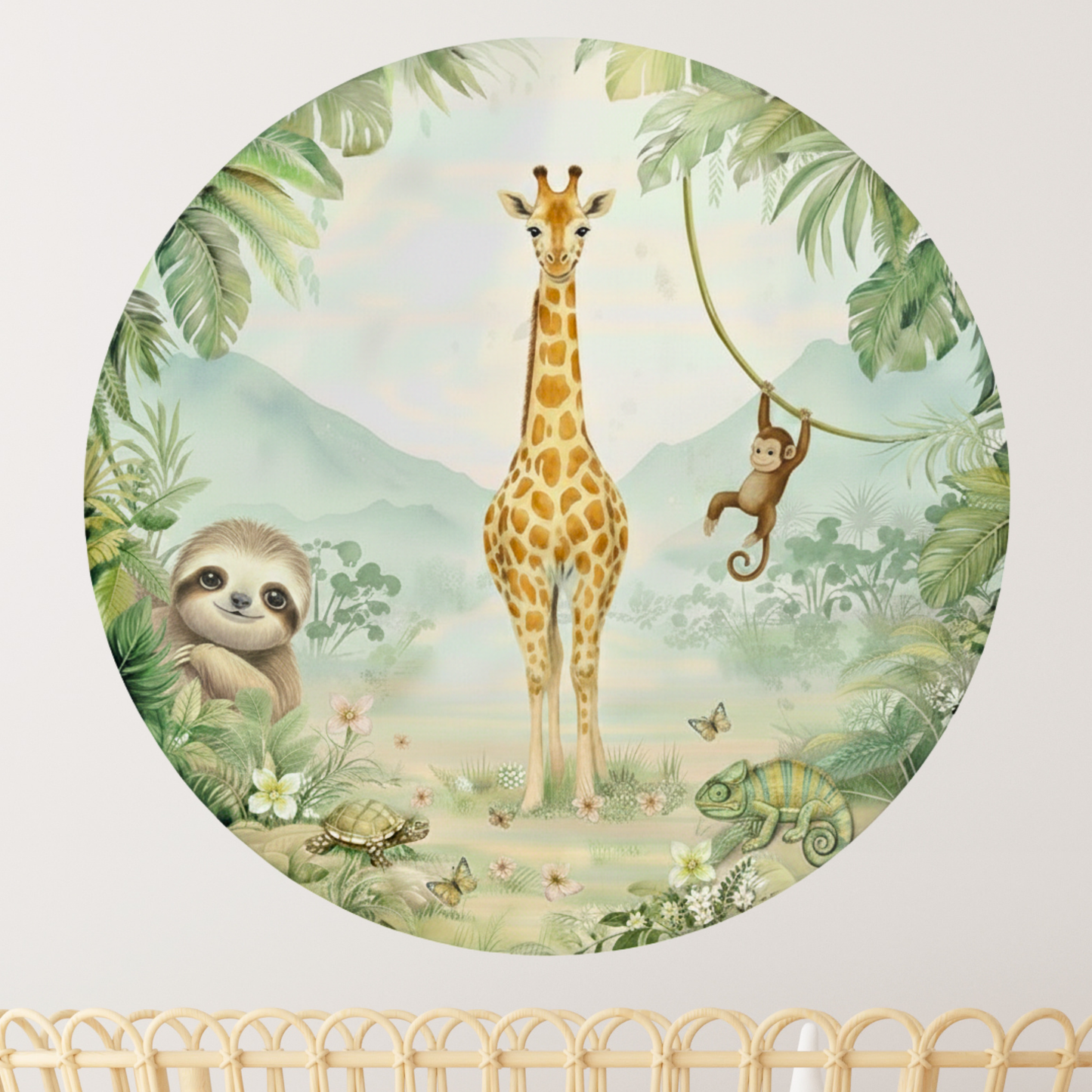 Ronde muursticker giraf 100 cm | Thema Jungle