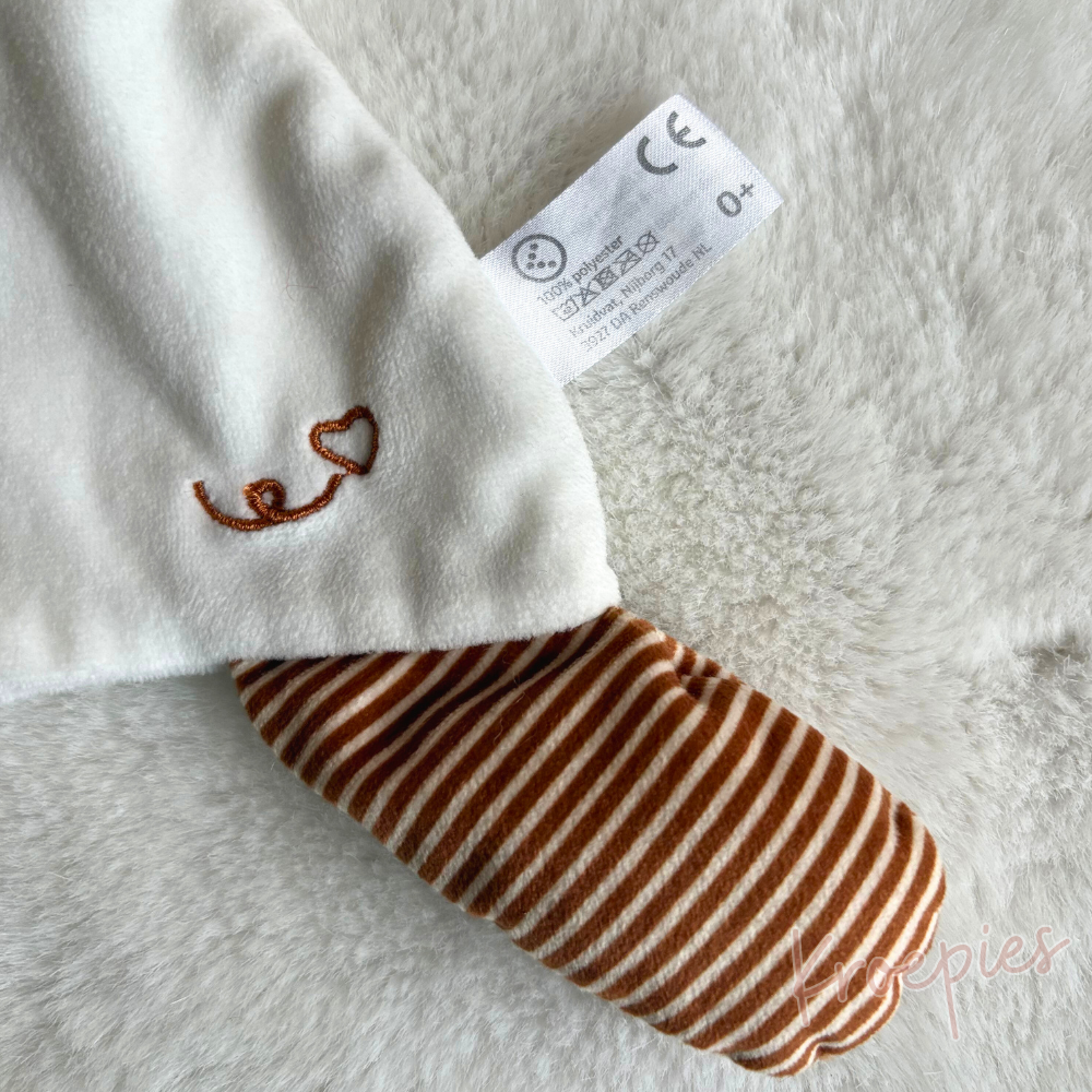Evora knuffeldoekje konijn wit | Bruin gestreept