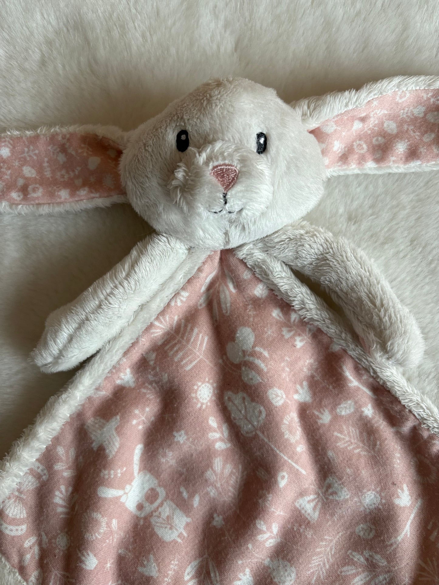 Little Dutch knuffeldoekje konijn roze | Bosdieren patroon