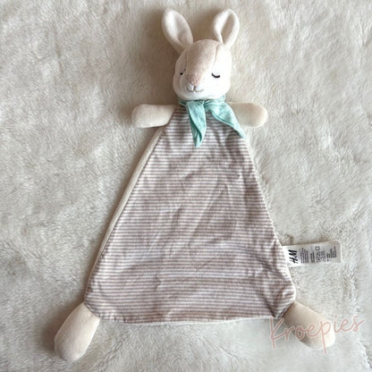 H&M knuffeldoekje konijn blauw strikje | Gestreept