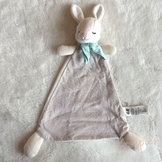 H&M knuffeldoekje konijn blauw strikje | Gestreept