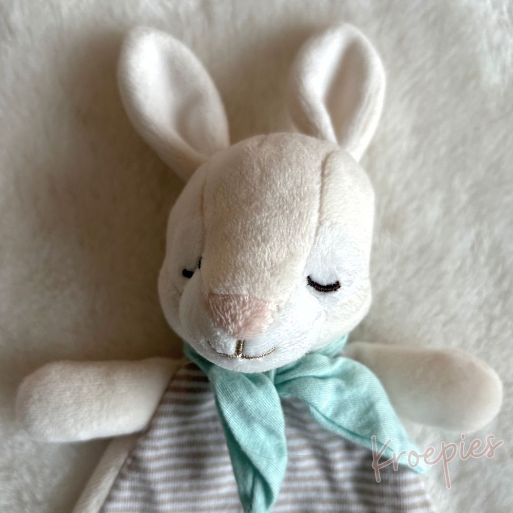 H&M knuffeldoekje konijn blauw strikje | Gestreept