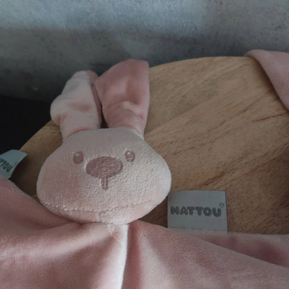 2x Nattou konijn knuffeldoekje roze - zeer goed