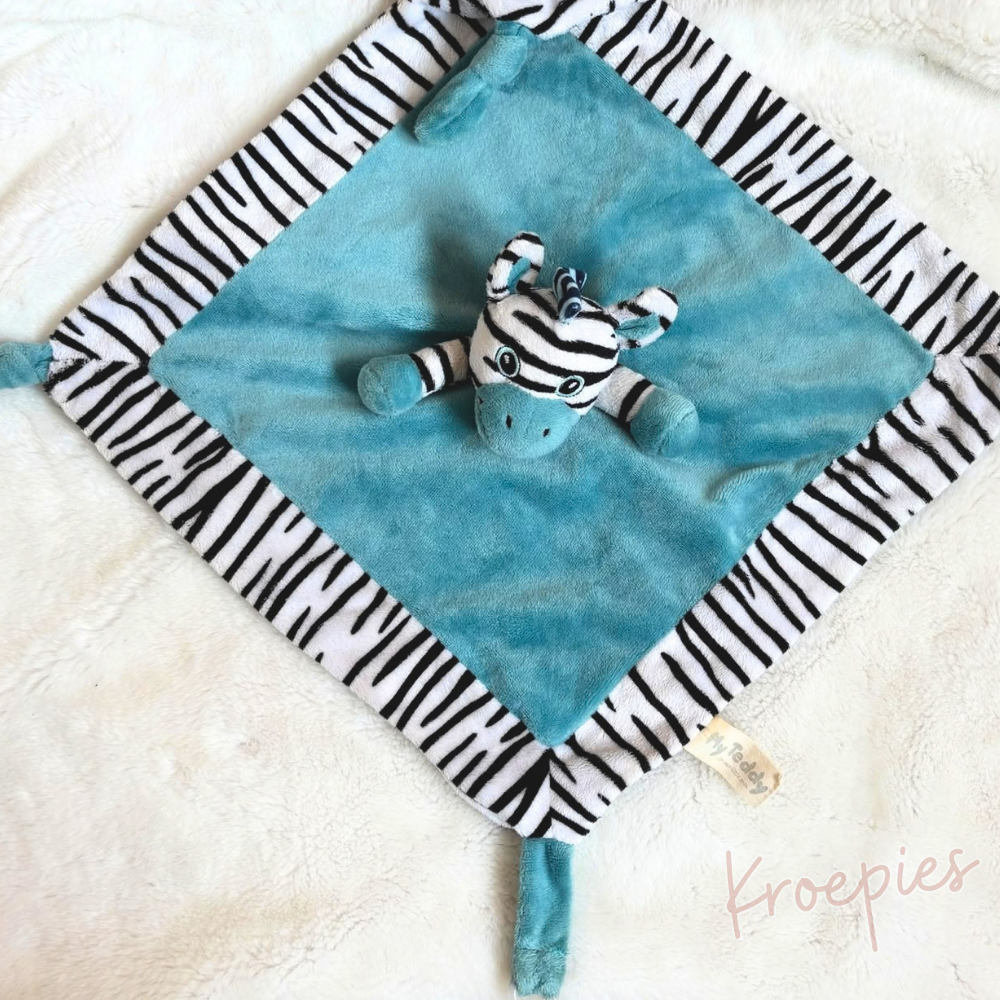 My Teddy speendoek knuffeldoek zebra | Blauw