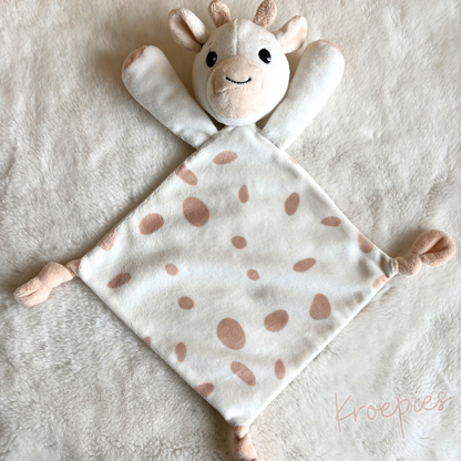 Dreambee knuffeldoekje giraf beige | Perzik vlekken