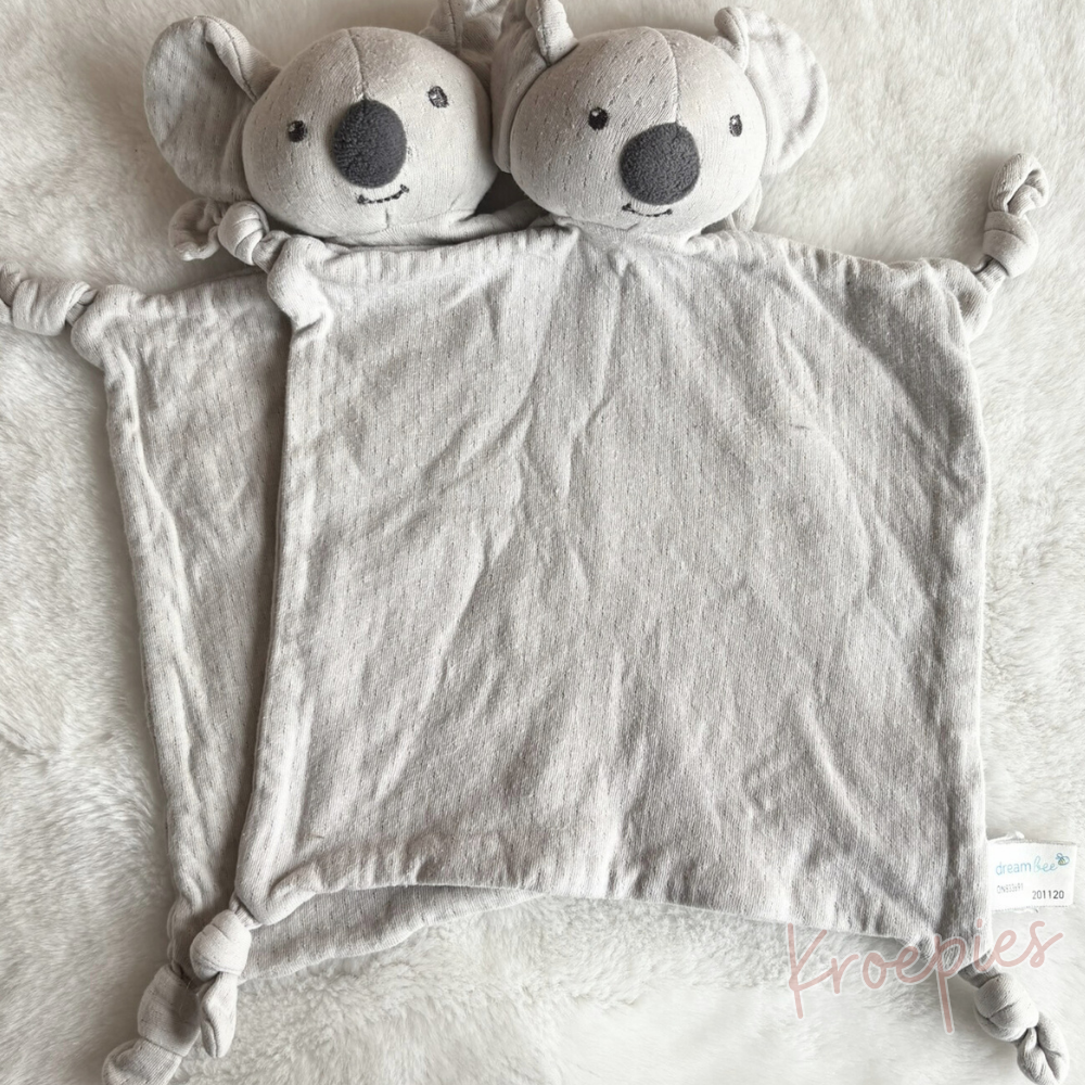 2x Dreambee knuffeldoekjes koala grijs