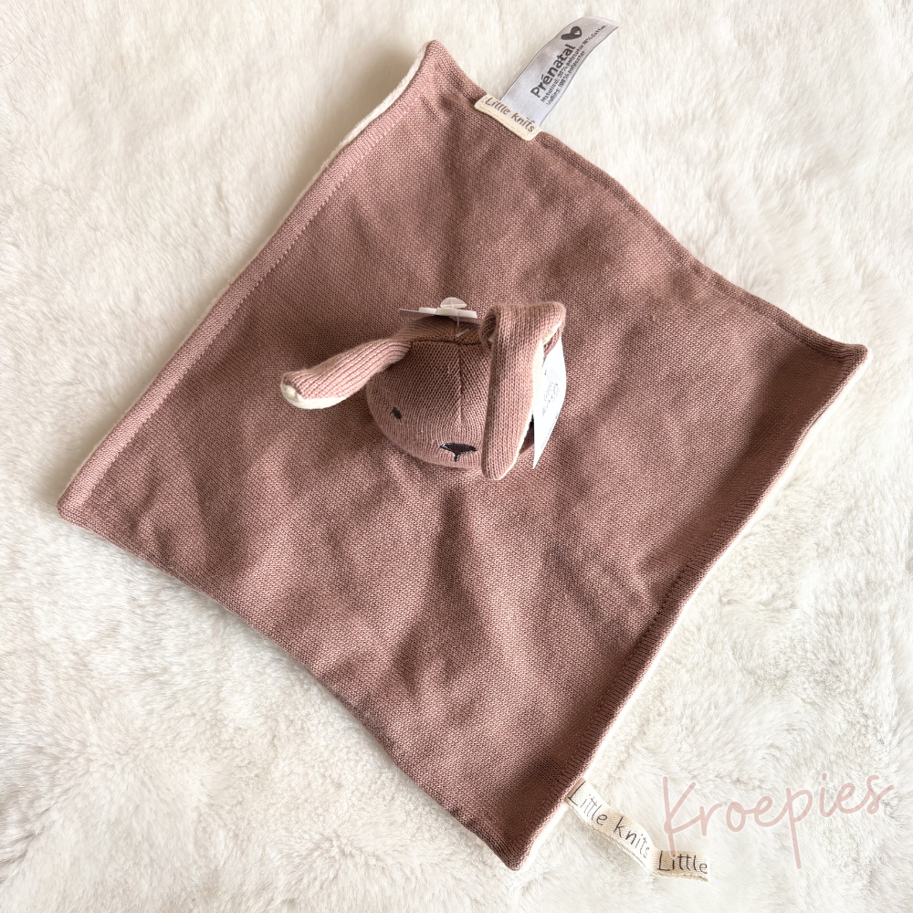 PRENATAL knuffeldoekje speendoekje konijn oudroze | Little Knits