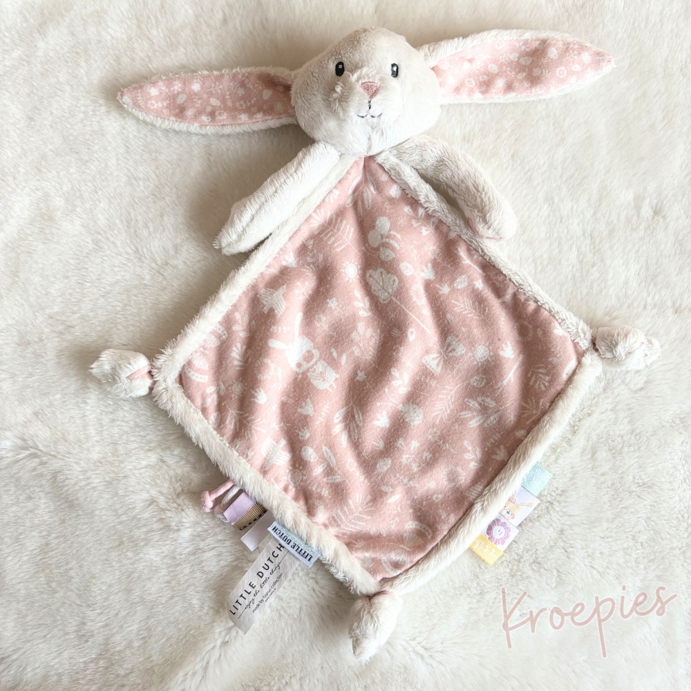 Little Dutch knuffeldoekje konijn roze | Bosdieren patroon