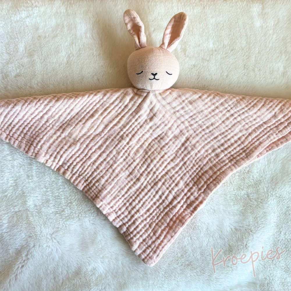 H&M knuffeldoekje konijn roze | Hydrofiel