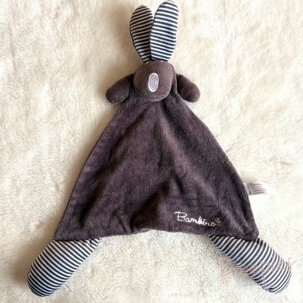 Bambino knuffeldoekje konijn donkergrijs | Wit gestreept