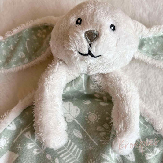Little Dutch knuffeldoekje konijn groen | Bosdieren patroon