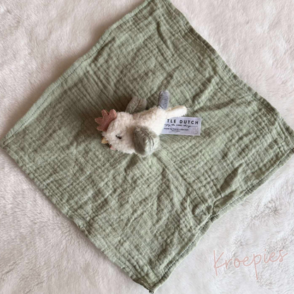 Little Dutch kip knuffeldoekje groen hydrofiel | Little Farm