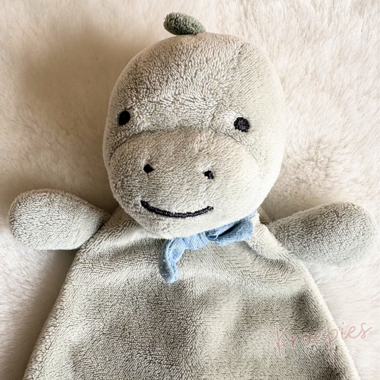 H&M knuffeldoekje dino groen | Blauw strikje
