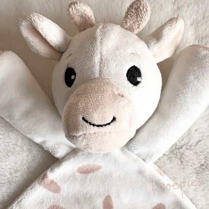 Dreambee knuffeldoekje giraf beige | Perzik vlekken
