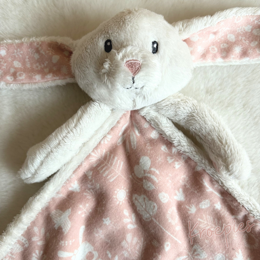 Little Dutch knuffeldoekje konijn roze | Bosdieren patroon