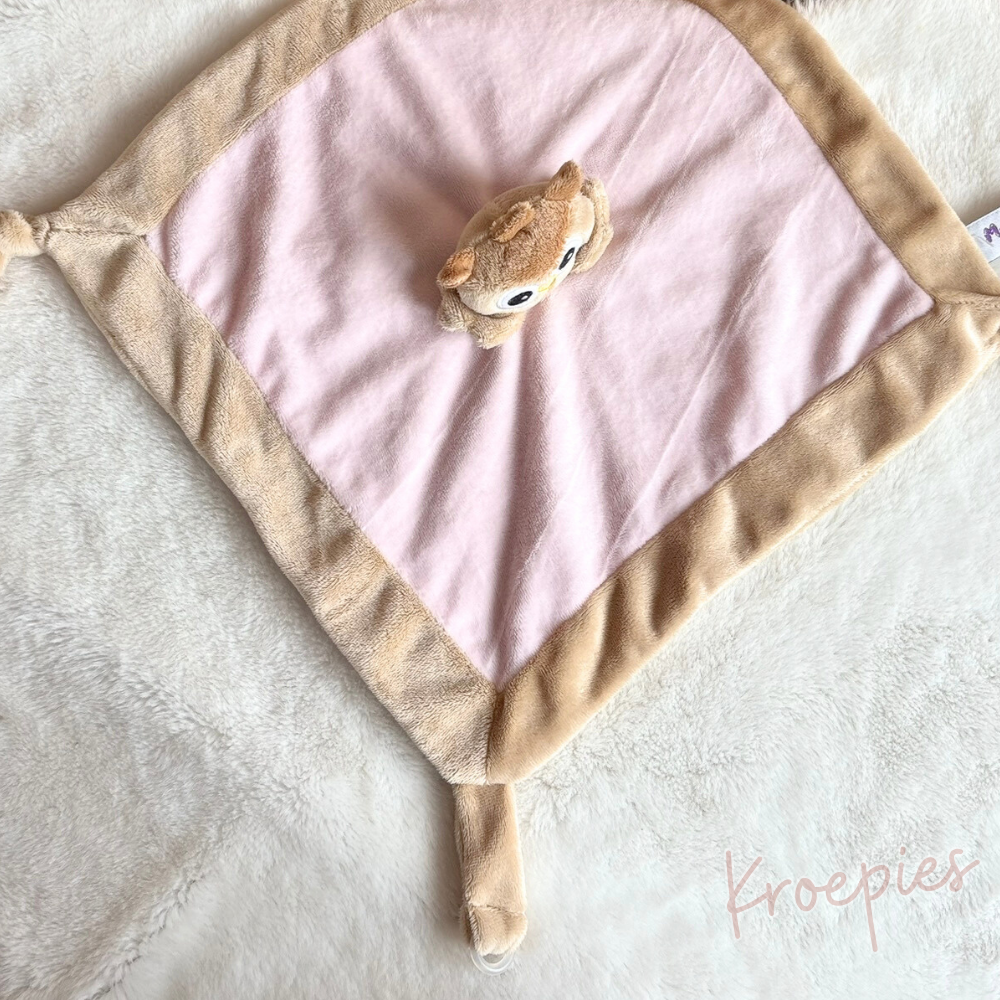 My Teddy speendoek knuffeldoek uil | Roze met bruin