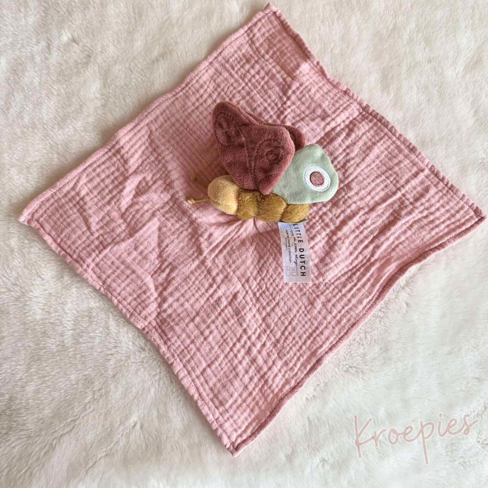Little Dutch knuffeldoekje vlinder roze hydrofiel | Flowers & Butterflies
