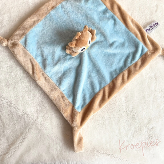 My Teddy speendoek knuffeldoek uil | Blauw met bruin
