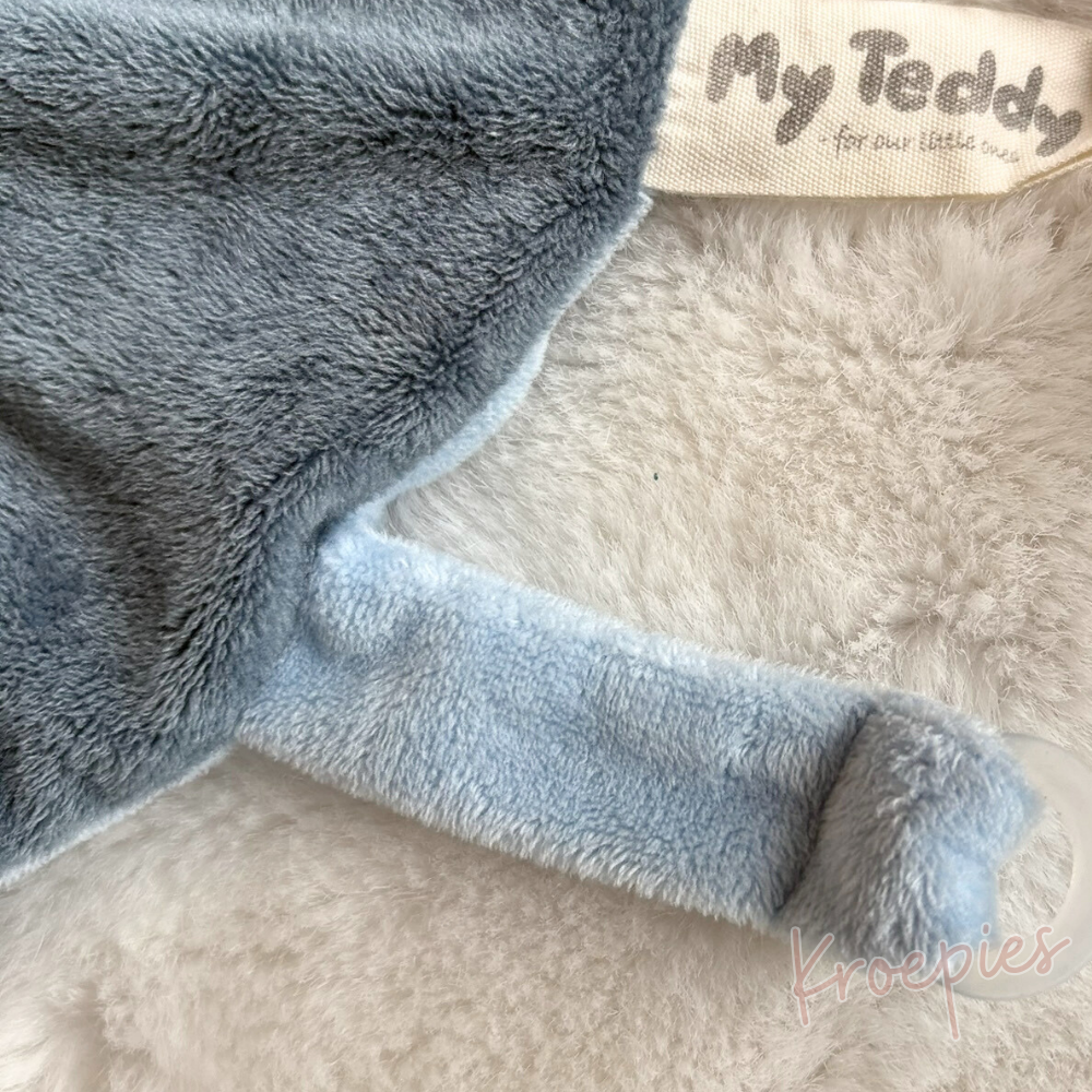 My Teddy speendoek knuffeldoek konijn rond | Blauw