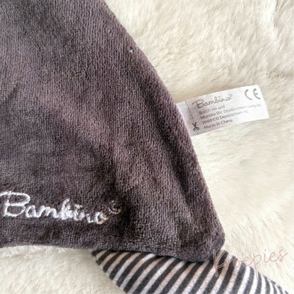 Bambino knuffeldoekje konijn donkergrijs | Wit gestreept