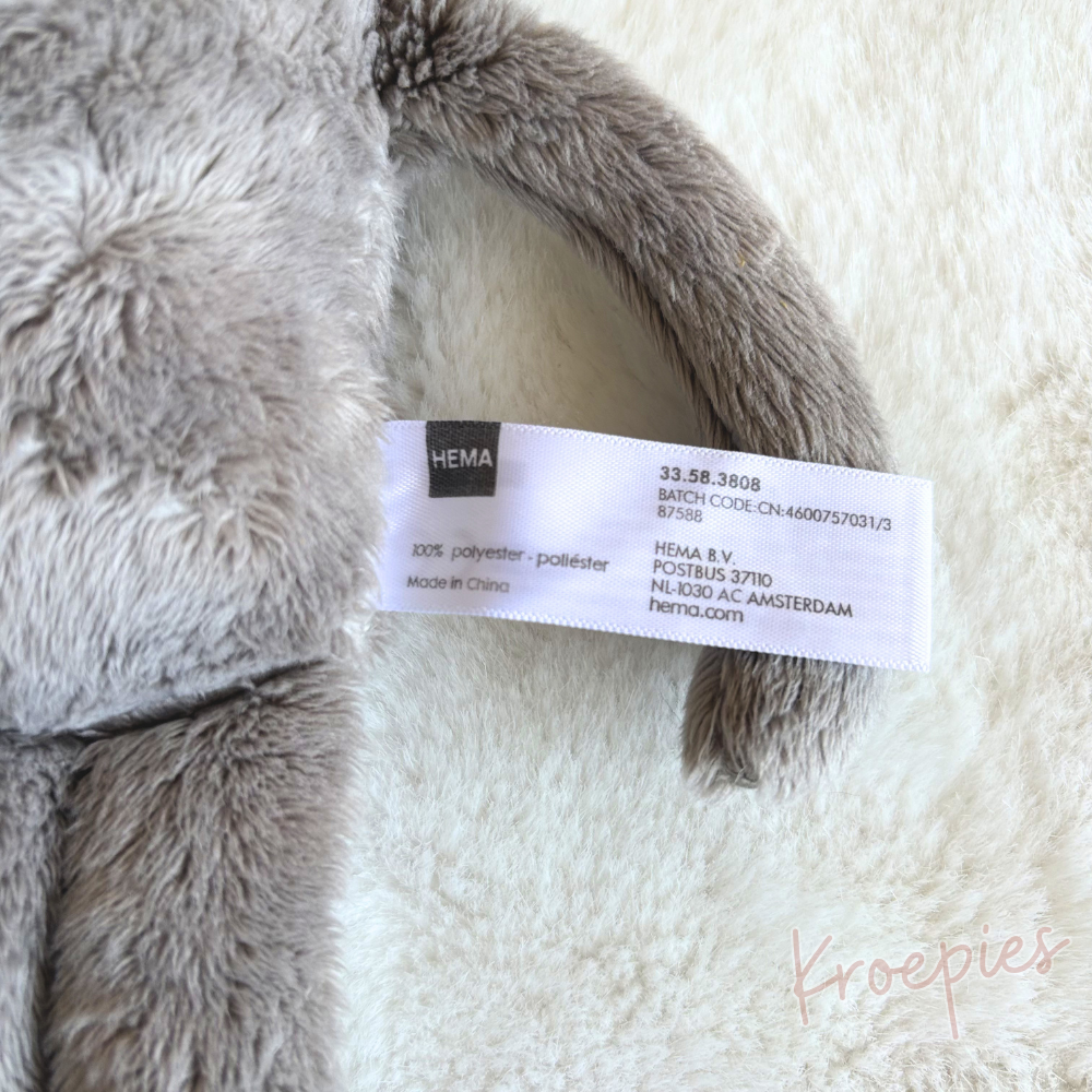 HEMA knuffel konijn donkergrijs | 40 cm