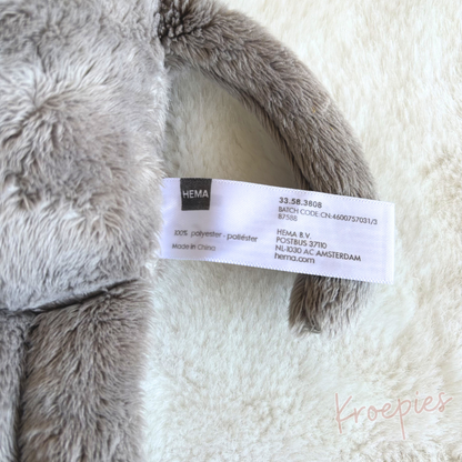 HEMA knuffel konijn donkergrijs | 40 cm