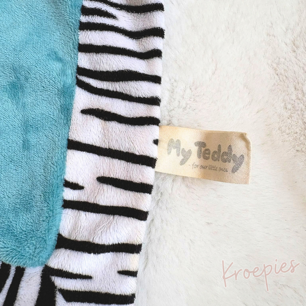 My Teddy speendoek knuffeldoek zebra | Blauw