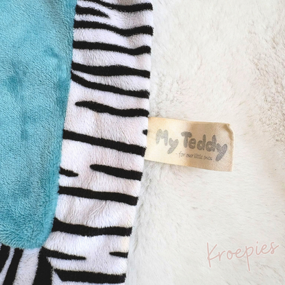 My Teddy speendoek knuffeldoek zebra | Blauw