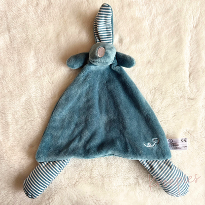 Evora knuffeldoekje konijn blauw | Wit gestreept
