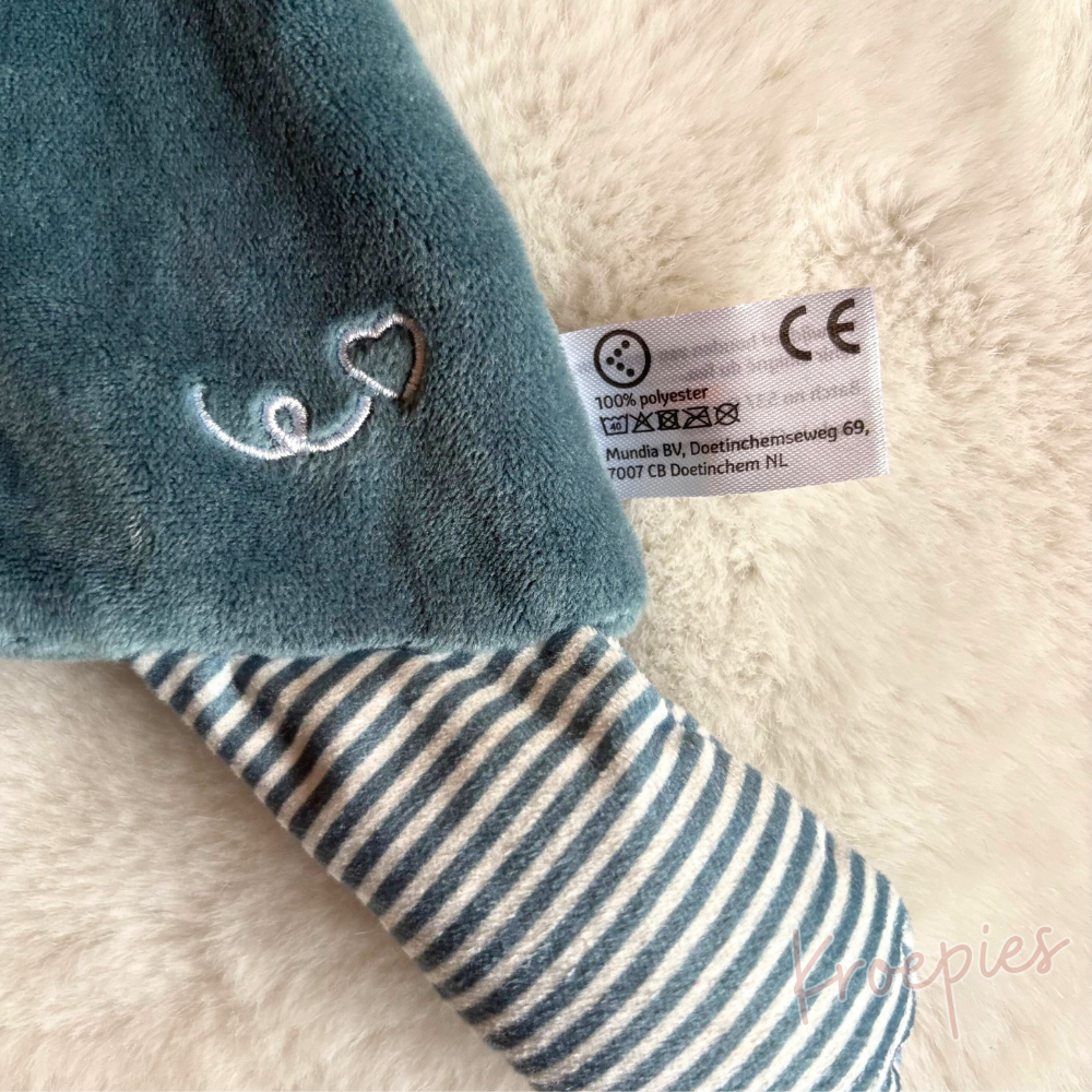 Evora knuffeldoekje konijn blauw | Wit gestreept