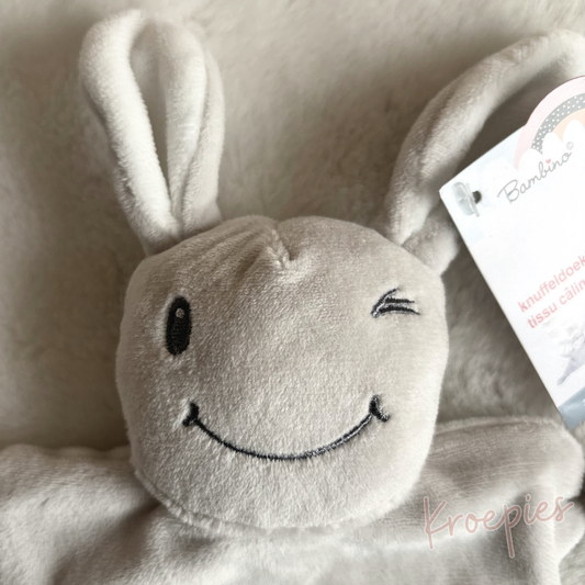 Evora knuffeldoekje konijn lichtgrijs Bambino | Kruidvat