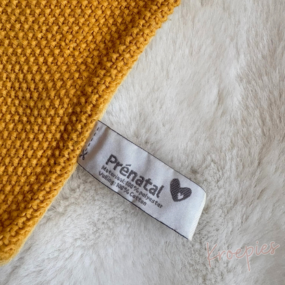 PRENATAL knuffeldoekje beer okergeel | Gebreid