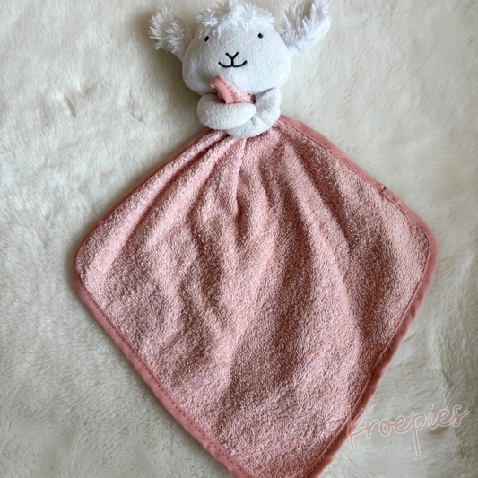 Prenatal knuffeldoekje schaap in roze