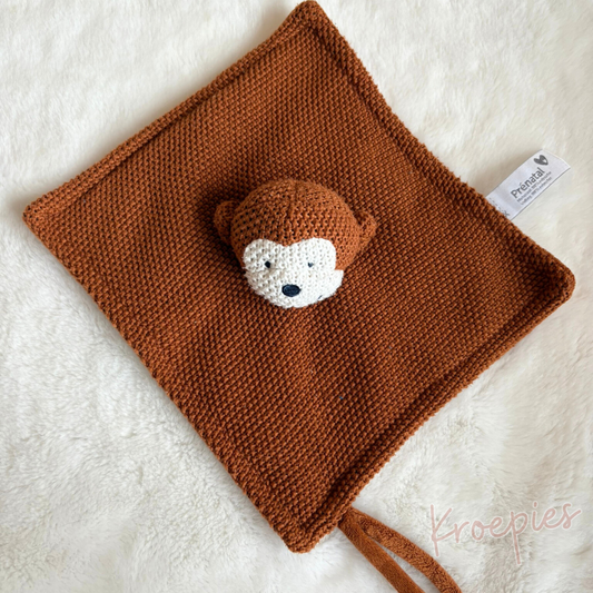Prenatal knuffeldoekje aap in bruin