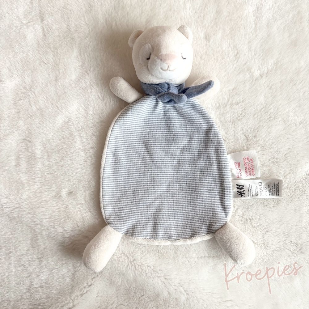 H&M knuffeldoekje beer blauw strikje | Gestreept