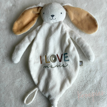 PRENATAL knuffeldoekje speendoekje konijn | I Love Mama Rond