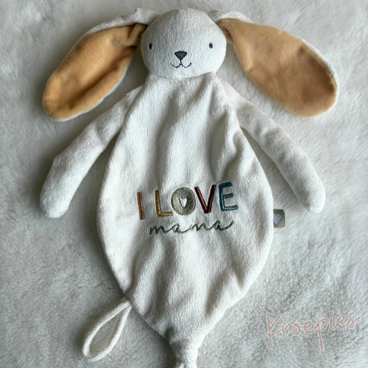 PRENATAL knuffeldoekje speendoekje konijn | I Love Mama Rond