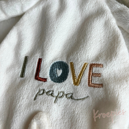 PRENATAL knuffeldoekje speendoekje konijn | I Love papa Rond