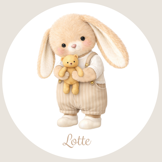 Wall sticker with name | Rabbit with cuddly toy