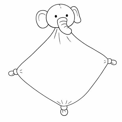 Digitale kleurplaat | Olifant knuffeldoekje